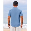 image:imageCOOFANDY Mens Henley Shirt Short Sleeve Casual TShirt Summer Beach Hippie Henley Tee ShirtDenim Blue