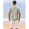 image:imageCOOFANDY Mens Henley Shirt Short Sleeve Casual TShirt Summer Beach Hippie Henley Tee ShirtGreen  Palm Leaf