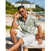 image:imageCOOFANDY Mens Henley Shirt Short Sleeve Casual TShirt Summer Beach Hippie Henley Tee ShirtGreen  Palm Leaf