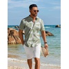 image:imageCOOFANDY Mens Henley Shirt Short Sleeve Casual TShirt Summer Beach Hippie Henley Tee ShirtGreen  Palm Leaf