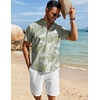 image:imageCOOFANDY Mens Henley Shirt Short Sleeve Casual TShirt Summer Beach Hippie Henley Tee ShirtGreen  Palm Leaf