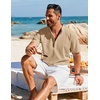image:imageCOOFANDY Mens Henley Shirt Short Sleeve Casual TShirt Summer Beach Hippie Henley Tee ShirtKhaki