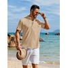 image:imageCOOFANDY Mens Henley Shirt Short Sleeve Casual TShirt Summer Beach Hippie Henley Tee ShirtKhaki