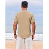 image:imageCOOFANDY Mens Henley Shirt Short Sleeve Casual TShirt Summer Beach Hippie Henley Tee ShirtKhaki