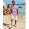 image:imageCOOFANDY Mens Henley Shirt Short Sleeve Casual TShirt Summer Beach Hippie Henley Tee ShirtLavender
