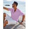 image:imageCOOFANDY Mens Henley Shirt Short Sleeve Casual TShirt Summer Beach Hippie Henley Tee ShirtLavender