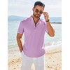 image:imageCOOFANDY Mens Henley Shirt Short Sleeve Casual TShirt Summer Beach Hippie Henley Tee ShirtLavender