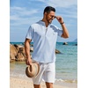image:imageCOOFANDY Mens Henley Shirt Short Sleeve Casual TShirt Summer Beach Hippie Henley Tee ShirtLight Blue