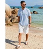 image:imageCOOFANDY Mens Henley Shirt Short Sleeve Casual TShirt Summer Beach Hippie Henley Tee ShirtLight Blue