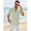 image:imageCOOFANDY Mens Henley Shirt Short Sleeve Casual TShirt Summer Beach Hippie Henley Tee ShirtLight Green
