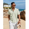 image:imageCOOFANDY Mens Henley Shirt Short Sleeve Casual TShirt Summer Beach Hippie Henley Tee ShirtLight Green