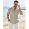 image:imageCOOFANDY Mens Henley Shirt Short Sleeve Casual TShirt Summer Beach Hippie Henley Tee ShirtLight Grey