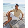 image:imageCOOFANDY Mens Henley Shirt Short Sleeve Casual TShirt Summer Beach Hippie Henley Tee ShirtLight Khaki