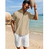 image:imageCOOFANDY Mens Henley Shirt Short Sleeve Casual TShirt Summer Beach Hippie Henley Tee ShirtLight Khaki
