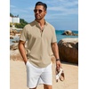 image:imageCOOFANDY Mens Henley Shirt Short Sleeve Casual TShirt Summer Beach Hippie Henley Tee ShirtLight Khaki