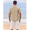 image:imageCOOFANDY Mens Henley Shirt Short Sleeve Casual TShirt Summer Beach Hippie Henley Tee ShirtLight Khaki