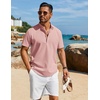 image:imageCOOFANDY Mens Henley Shirt Short Sleeve Casual TShirt Summer Beach Hippie Henley Tee ShirtLight Pink
