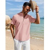 image:imageCOOFANDY Mens Henley Shirt Short Sleeve Casual TShirt Summer Beach Hippie Henley Tee ShirtLight Pink