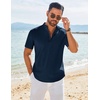 image:imageCOOFANDY Mens Henley Shirt Short Sleeve Casual TShirt Summer Beach Hippie Henley Tee ShirtNavy Blue
