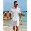 image:imageCOOFANDY Mens Henley Shirt Short Sleeve Casual TShirt Summer Beach Hippie Henley Tee ShirtWhite