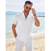 image:imageCOOFANDY Mens Henley Shirt Short Sleeve Casual TShirt Summer Beach Hippie Henley Tee ShirtWhite