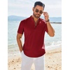 image:imageCOOFANDY Mens Henley Shirt Short Sleeve Casual TShirt Summer Beach Hippie Henley Tee ShirtWine Red