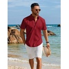 image:imageCOOFANDY Mens Henley Shirt Short Sleeve Casual TShirt Summer Beach Hippie Henley Tee ShirtWine Red
