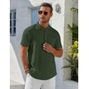 image:imageCOOFANDY Mens Henley Shirt Short Sleeve Stand Collar Summer Casual Beach Hippie TShirtsArmy Green