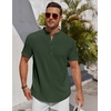image:imageCOOFANDY Mens Henley Shirt Short Sleeve Stand Collar Summer Casual Beach Hippie TShirtsArmy Green