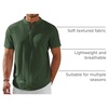 image:imageCOOFANDY Mens Henley Shirt Short Sleeve Stand Collar Summer Casual Beach Hippie TShirtsArmy Green