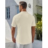 image:imageCOOFANDY Mens Henley Shirt Short Sleeve Stand Collar Summer Casual Beach Hippie TShirtsBeige