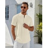 image:imageCOOFANDY Mens Henley Shirt Short Sleeve Stand Collar Summer Casual Beach Hippie TShirtsBeige