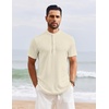 image:imageCOOFANDY Mens Henley Shirt Short Sleeve Stand Collar Summer Casual Beach Hippie TShirtsBeige