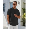 image:imageCOOFANDY Mens Henley Shirt Short Sleeve Stand Collar Summer Casual Beach Hippie TShirtsBlack