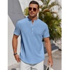 image:imageCOOFANDY Mens Henley Shirt Short Sleeve Stand Collar Summer Casual Beach Hippie TShirtsBlue