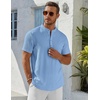image:imageCOOFANDY Mens Henley Shirt Short Sleeve Stand Collar Summer Casual Beach Hippie TShirtsBlue