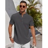 image:imageCOOFANDY Mens Henley Shirt Short Sleeve Stand Collar Summer Casual Beach Hippie TShirtsDark Grey