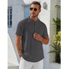 image:imageCOOFANDY Mens Henley Shirt Short Sleeve Stand Collar Summer Casual Beach Hippie TShirtsDark Grey
