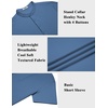 image:imageCOOFANDY Mens Henley Shirt Short Sleeve Stand Collar Summer Casual Beach Hippie TShirtsGrey Blue