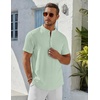 image:imageCOOFANDY Mens Henley Shirt Short Sleeve Stand Collar Summer Casual Beach Hippie TShirtsIce Green