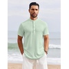 image:imageCOOFANDY Mens Henley Shirt Short Sleeve Stand Collar Summer Casual Beach Hippie TShirtsIce Green