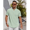 image:imageCOOFANDY Mens Henley Shirt Short Sleeve Stand Collar Summer Casual Beach Hippie TShirtsIce Green