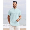 image:imageCOOFANDY Mens Henley Shirt Short Sleeve Stand Collar Summer Casual Beach Hippie TShirtsLight Blue