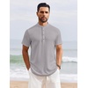 image:imageCOOFANDY Mens Henley Shirt Short Sleeve Stand Collar Summer Casual Beach Hippie TShirtsLight Grey