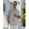 image:imageCOOFANDY Mens Henley Shirt Short Sleeve Stand Collar Summer Casual Beach Hippie TShirtsLight Grey