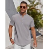image:imageCOOFANDY Mens Henley Shirt Short Sleeve Stand Collar Summer Casual Beach Hippie TShirtsLight Grey