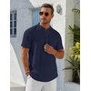 image:imageCOOFANDY Mens Henley Shirt Short Sleeve Stand Collar Summer Casual Beach Hippie TShirtsNavy Blue
