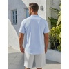 image:imageCOOFANDY Mens Henley Shirt Short Sleeve Stand Collar Summer Casual Beach Hippie TShirtsStriped Blue  White