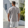 image:imageCOOFANDY Mens Henley Shirt Short Sleeve Stand Collar Summer Casual Beach Hippie TShirtsStriped Brown  White