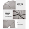 image:imageCOOFANDY Mens Henley Shirt Short Sleeve Stand Collar Summer Casual Beach Hippie TShirtsStriped Brown  White